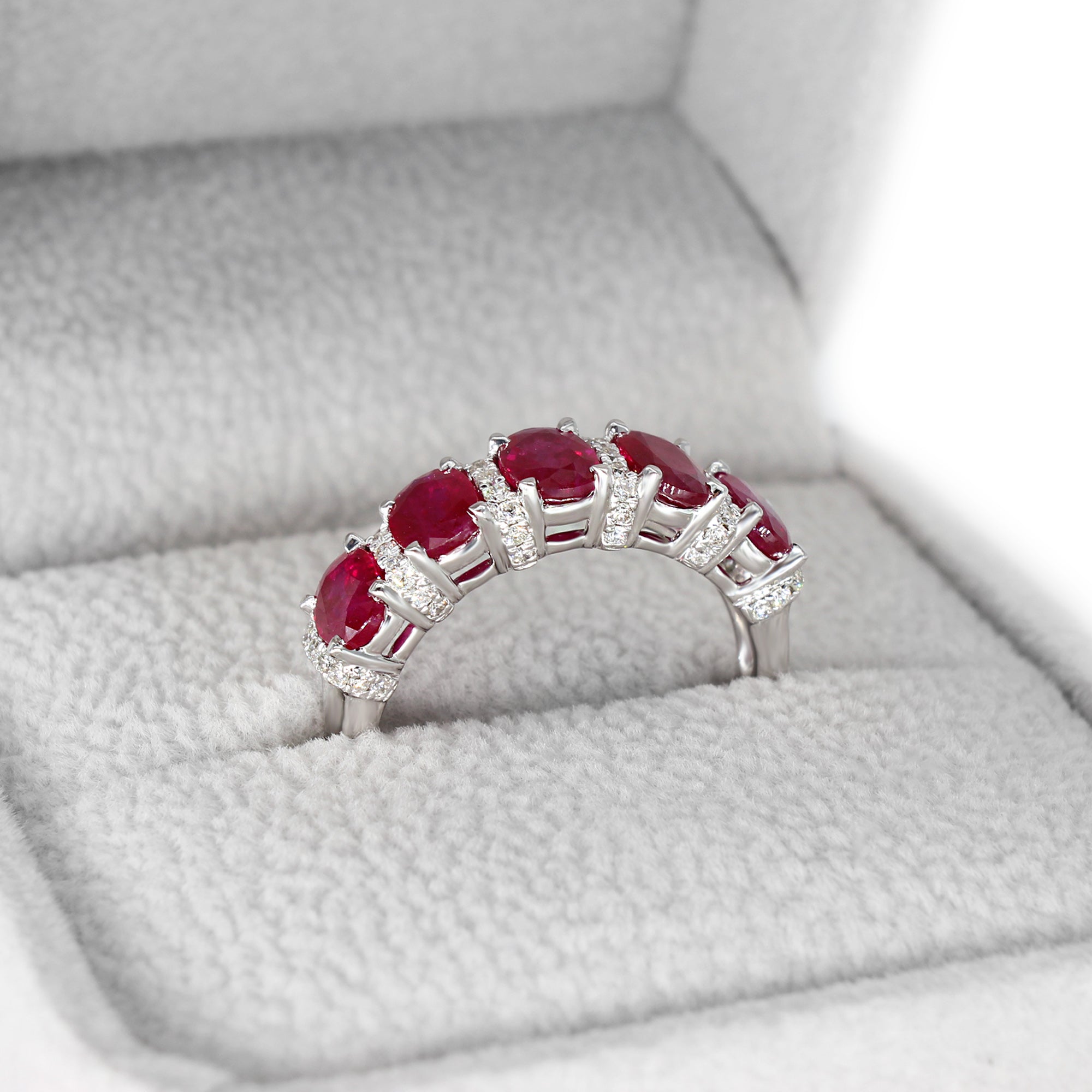2.32 ctw. Genuine Oval Ruby Band With 0.23 ctw. Diamonds-VIRABYANI